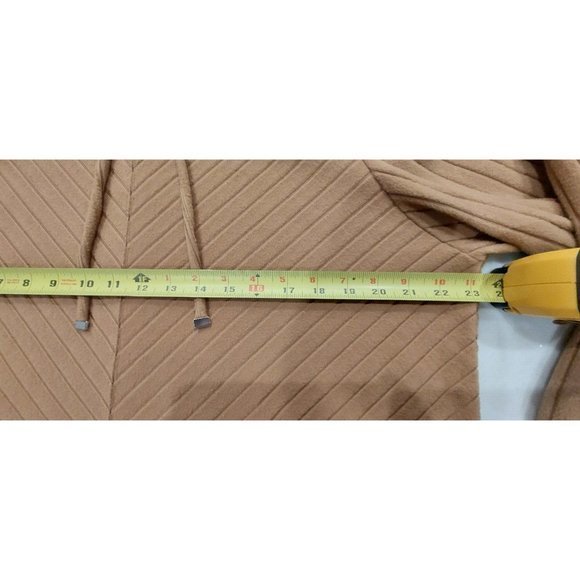 Nine West XXL Tunic Top Elson Tan Fleece Hoodie Striped Pullover Long Sleeve - Picture 5 of 7